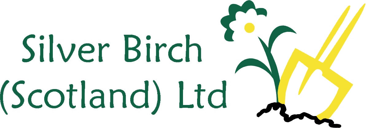 Silver Birch Scotland Logo. With spade and flower
